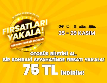 Otobüs Biletinde 75 TL İndirim! 